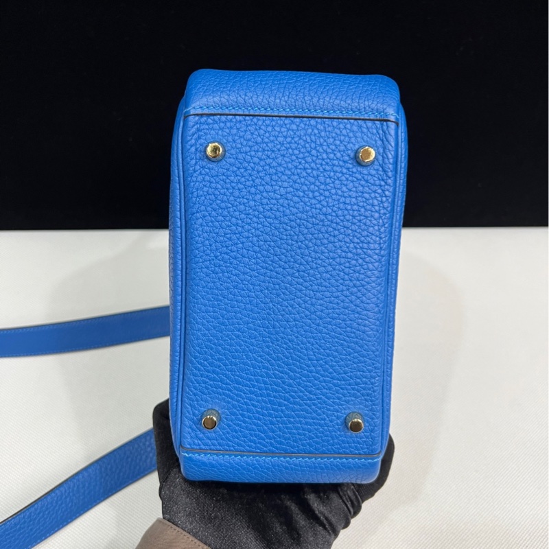 Hermes🌈Mini Lindy一代 💙希臘藍色金扣💙98.5新🌟TC皮🌟-6
