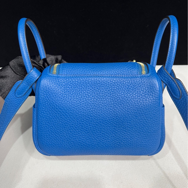 Hermes🌈Mini Lindy一代 💙希臘藍色金扣💙98.5新🌟TC皮🌟-7