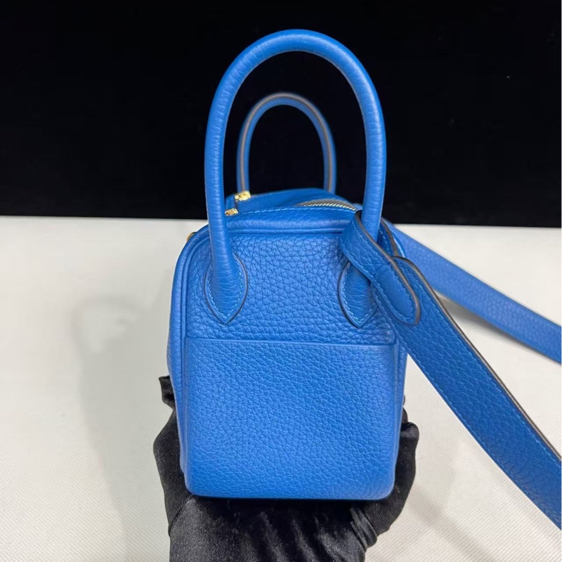 Hermes🌈Mini Lindy一代 💙希臘藍色金扣💙98.5新🌟TC皮🌟-8