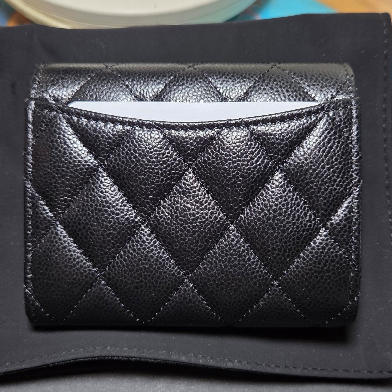 chanel coco短夾 淡金扣荔枝牛皮-4