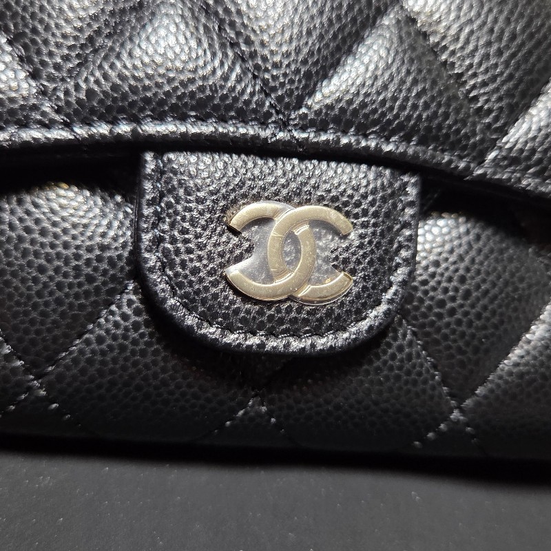 chanel coco短夾 淡金扣荔枝牛皮-10
