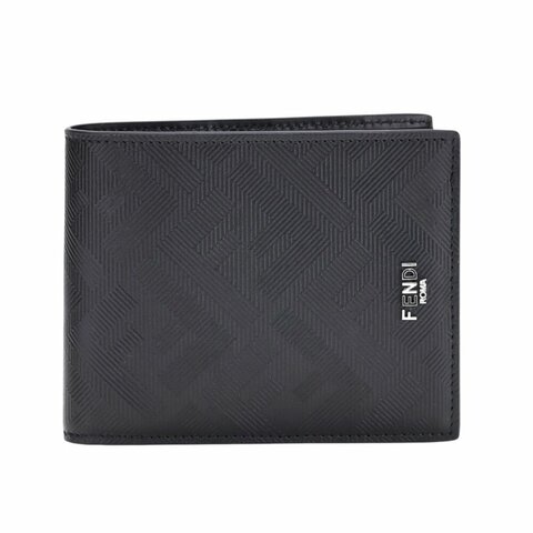 【FENDI 芬迪】Shadow Bifold 雙折 浮雕FF印花 皮革 皮夾 卡夾 零錢包 短夾 黑色 紅色 7M0001AJF4F19KP