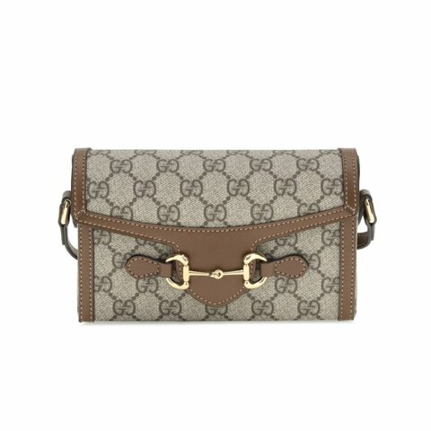 【GUCCI 古馳】Horsebit 1955 迷你 馬銜釦 斜背包 肩背包 手機包 米色 烏木色 699296