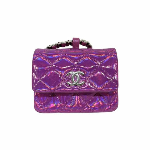 【美收精品】CHANEL 紫色掛飾零錢包 3-163