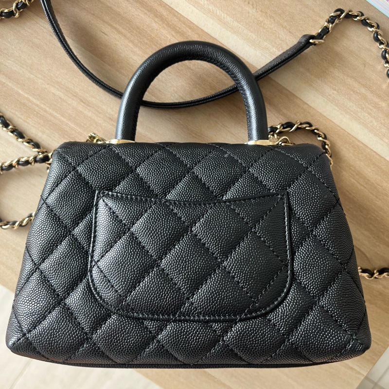 Chanel mini/ coco handle/black caviar膠膜未撕全配-7
