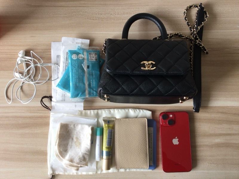 Chanel mini/ coco handle/black caviar膠膜未撕全配-3