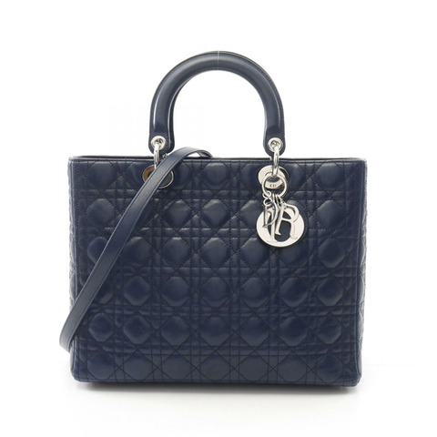 Christian Dior Lady Dior 大 Cannage 單肩包 手提包 M0556ONGE 皮革 海軍藍