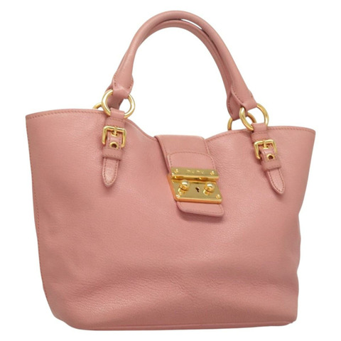 Miu Miu 手提包 皮革 粉紅金 正品 129260