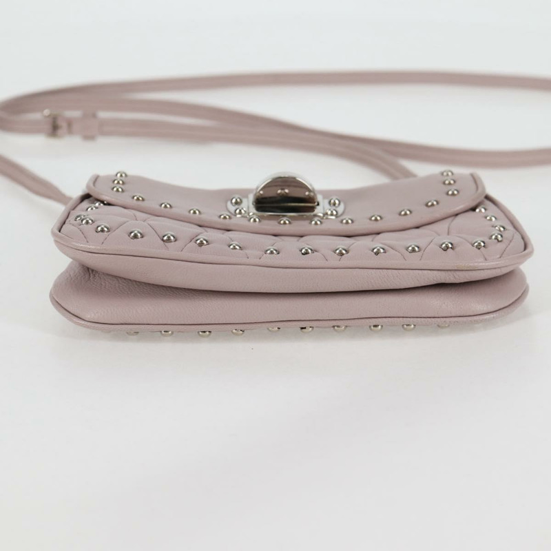 【日本直送】Miu Miu 鉚釘鏈單肩包 皮革 粉紅色 銀色 正品 130159V-4