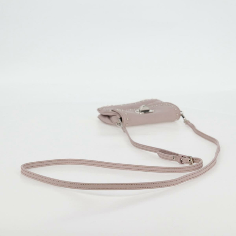 【日本直送】Miu Miu 鉚釘鏈單肩包 皮革 粉紅色 銀色 正品 130159V-6