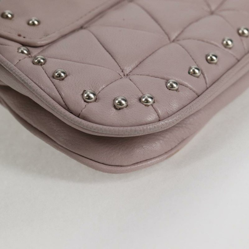 【日本直送】Miu Miu 鉚釘鏈單肩包 皮革 粉紅色 銀色 正品 130159V-16