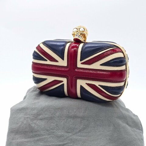 (稀有絕版✨) Alexander McQueen 英倫風 水鑽 骷顱頭 手拿包