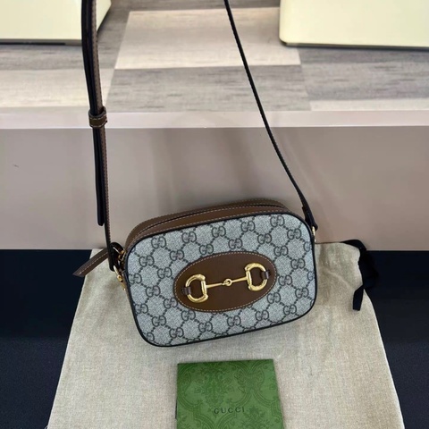 GUCCI古馳 Horsebit 1955 相機包 帆布 斜挎單肩包 女款