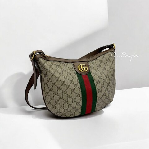 GUCCI Ophidia帆布肩背彎月包 598125