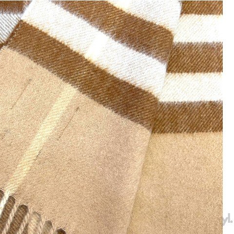 BURBERRY  喀什米爾山羊絨棕色格紋圍巾-3