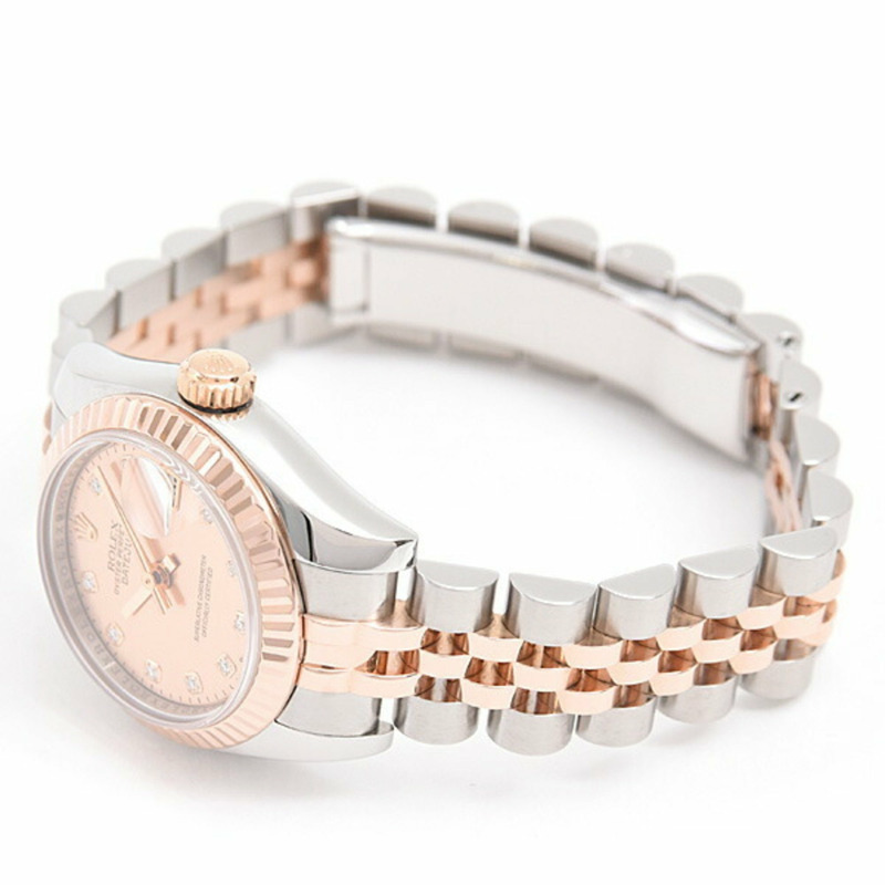 勞力士手錶女款 Datejust 10P 鑽石 D 系列自動金粉貝殼錶盤 SS x PG ROLEX 179171NG-1