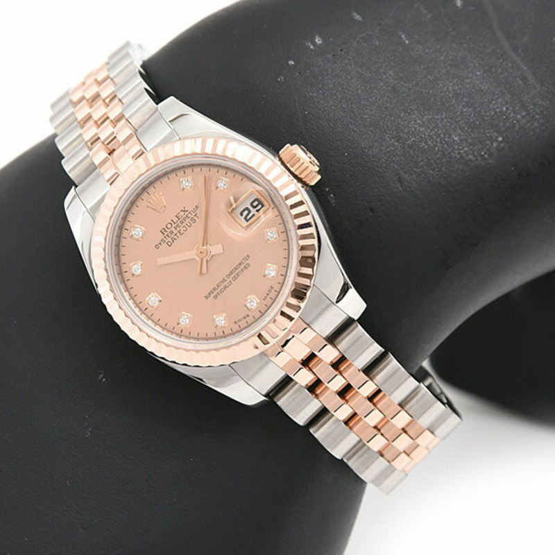 勞力士手錶女款 Datejust 10P 鑽石 D 系列自動金粉貝殼錶盤 SS x PG ROLEX 179171NG-8