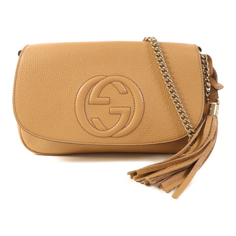 GUCCI 牛皮皮革Chain Shoulder Bag金扣鏈帶肩背袋