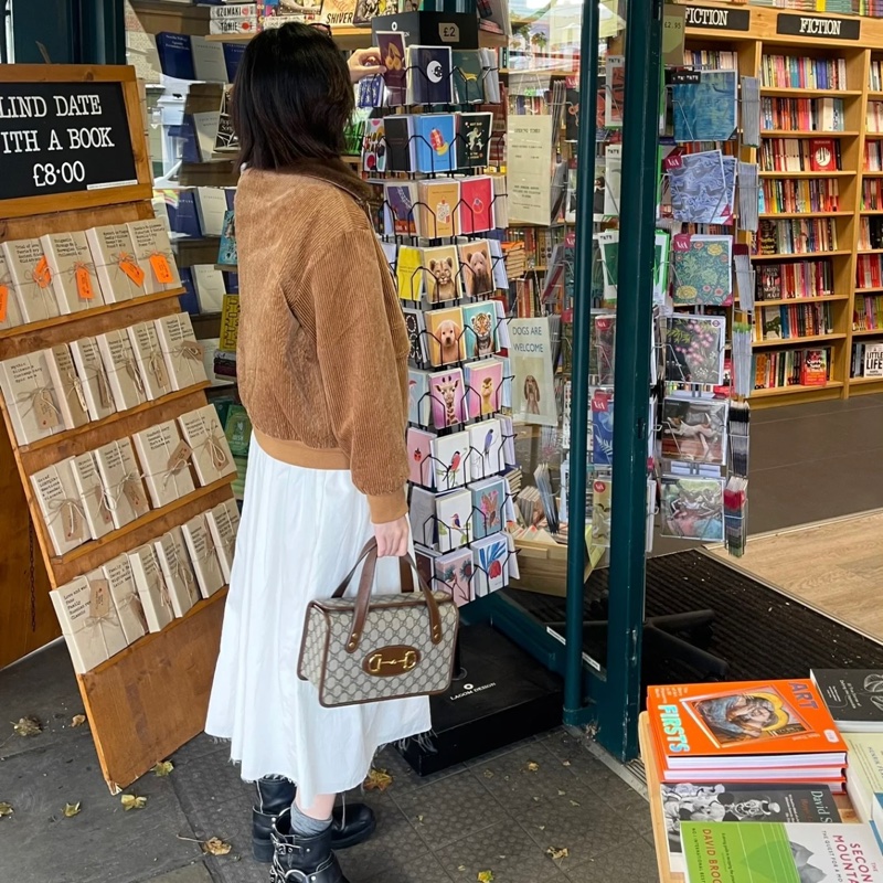 GUCCI古馳 Horsebit 1955 馬銜扣復古金扣老花Logo 迷你 女款-2