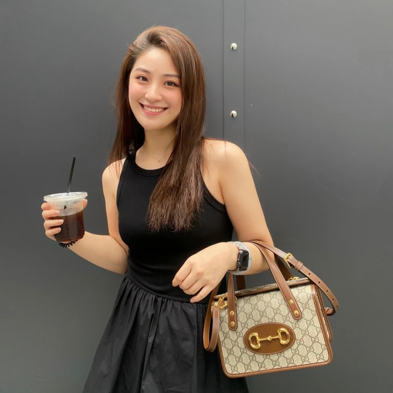 GUCCI古馳 Horsebit 1955 馬銜扣復古金扣老花Logo 迷你 女款-3