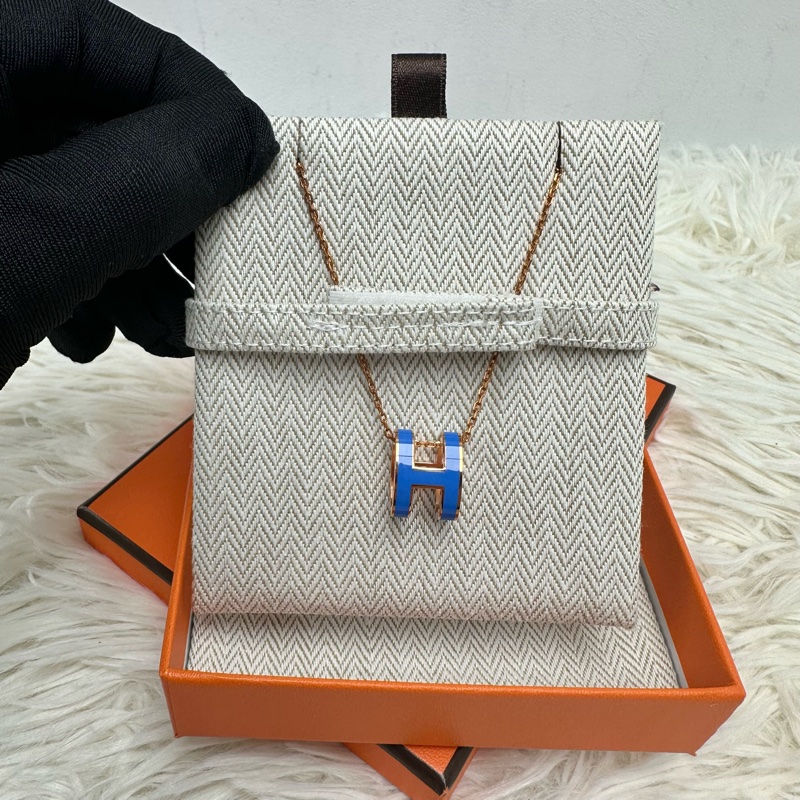 HERMES Pop H 皇家藍玫瑰金頸鏈 全套有盒-2