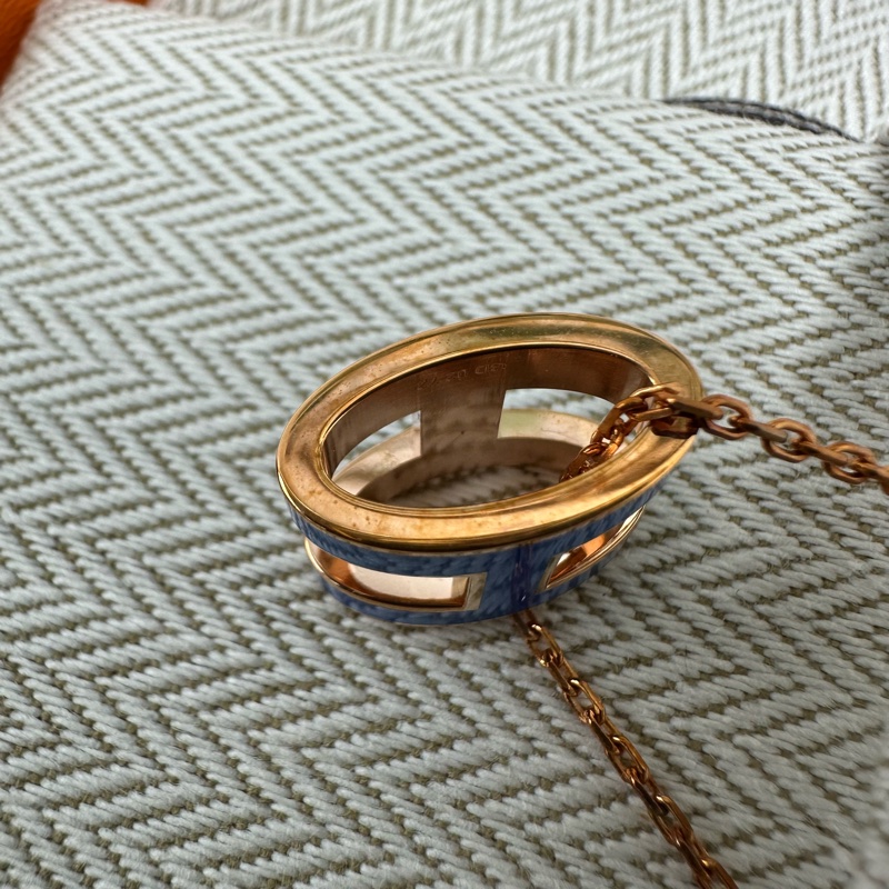 HERMES Pop H 皇家藍玫瑰金頸鏈 全套有盒-6