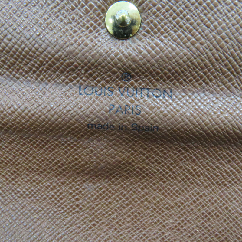 棕色 原花 帆布 扣式 長夾 M61734-7