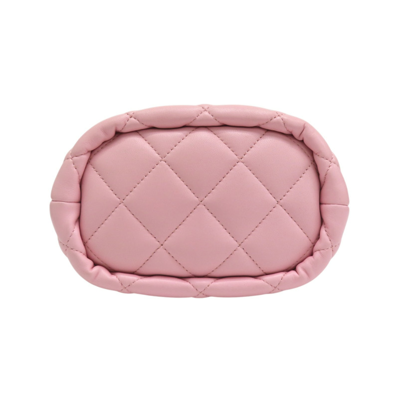 粉色 羊皮 鍊帶 水桶包 肩背包-3