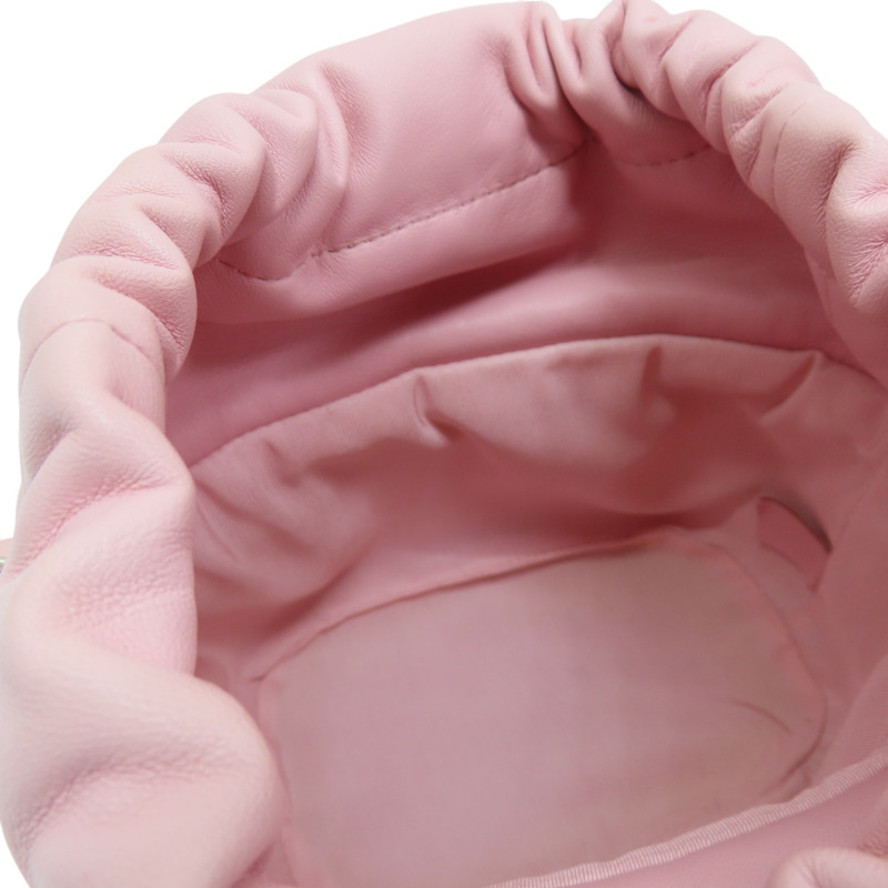 粉色 羊皮 鍊帶 水桶包 肩背包-5