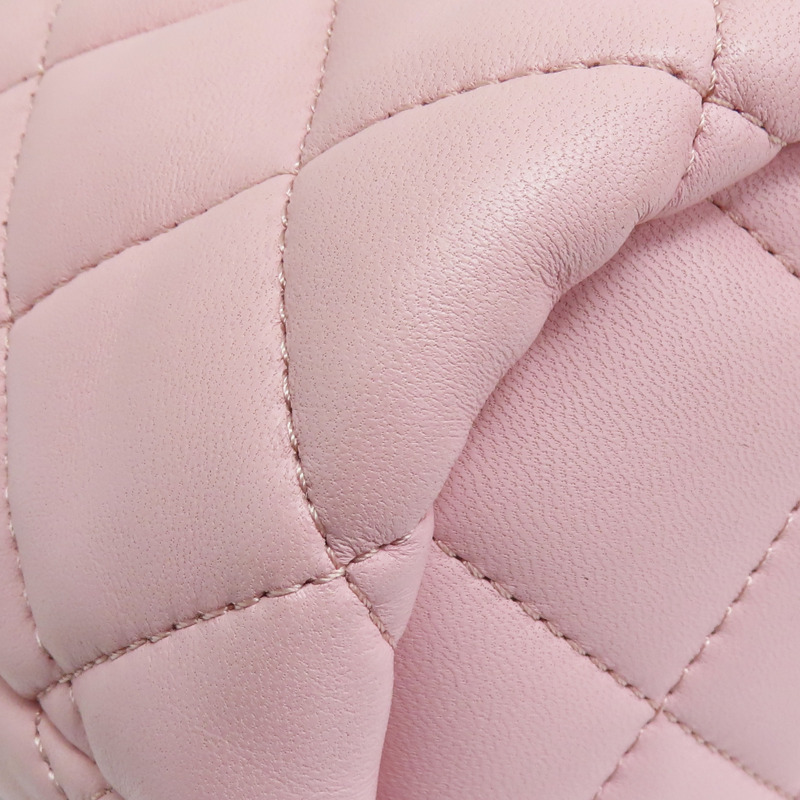 粉色 羊皮 鍊帶 水桶包 肩背包-12