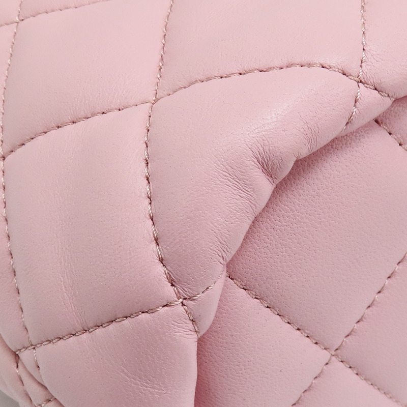 粉色 羊皮 鍊帶 水桶包 肩背包-14