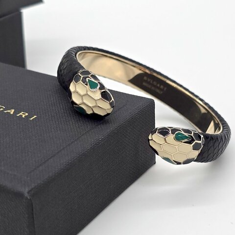 BVLGARI 珐瑯 綠松石 靈蛇 手環 手鐲