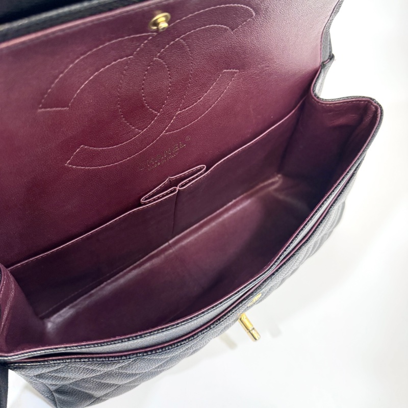 Chanel黑色金釦荔枝皮Jumbo coco30 A58600-5