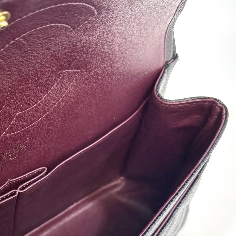 Chanel黑色金釦荔枝皮Jumbo coco30 A58600-7