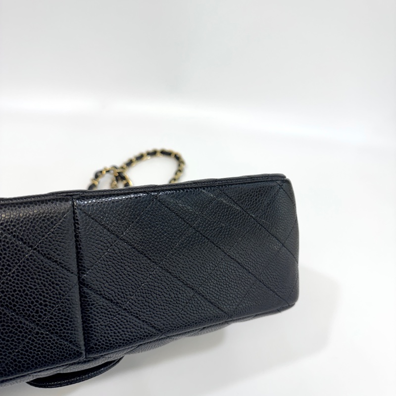 Chanel黑色金釦荔枝皮Jumbo coco30 A58600-9