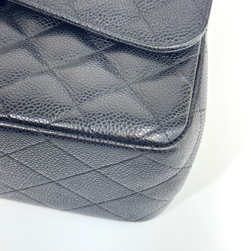 Chanel黑色金釦荔枝皮Jumbo coco30 A58600-10