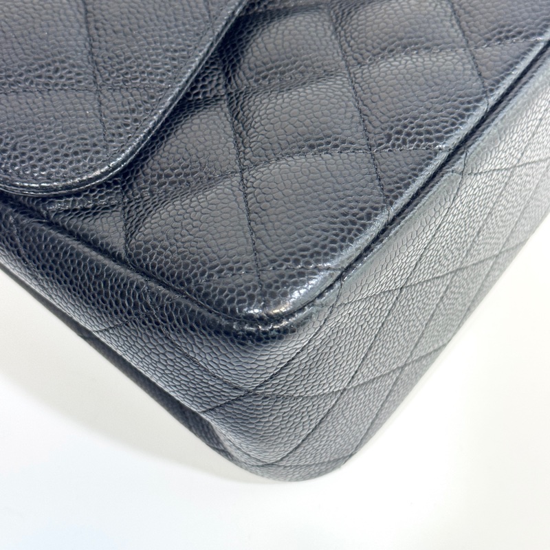 Chanel黑色金釦荔枝皮Jumbo coco30 A58600-11