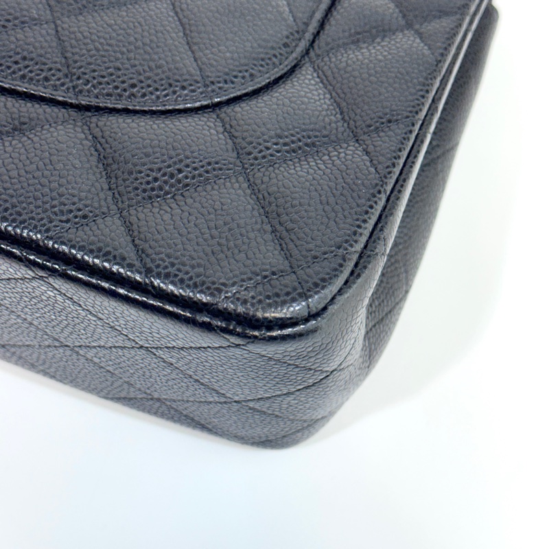 Chanel黑色金釦荔枝皮Jumbo coco30 A58600-12