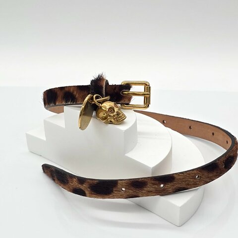 Alexander McQueen 馬毛 豹紋 骷髏頭 皮革 手環