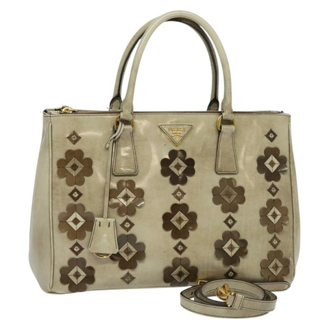 PRADA 手提包 琺瑯 2 款 米色 金色 正品 bs27106
