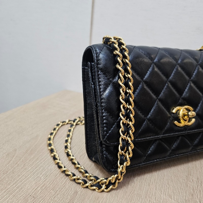 [限定甜出❣️] Chanel黑金菱格6卡肩斜背WOC-2