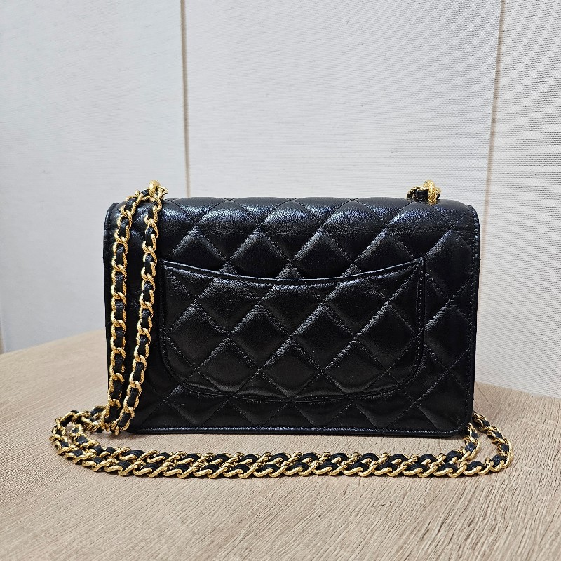 [限定甜出❣️] Chanel黑金菱格6卡肩斜背WOC-5