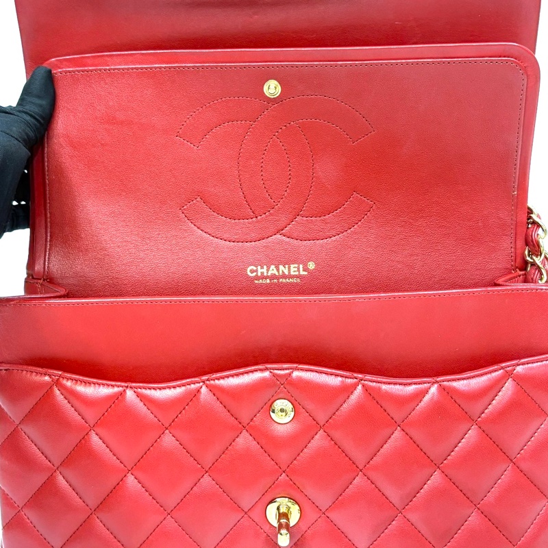 Chanel紅色金釦羊皮Jumbo COCO30 A58600-10