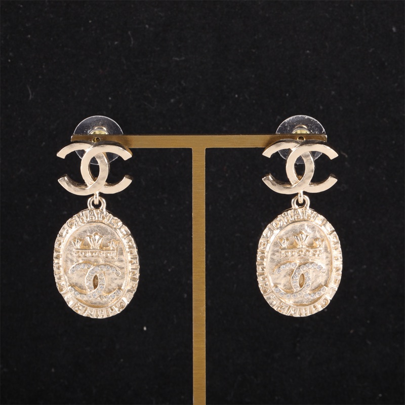 CHANEL(香奈兒) 合金 雙C皇冠字母耳環-0