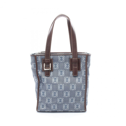 LOEWE anagram 手提包 牛仔皮革 海軍藍 棕色 二手 女士
