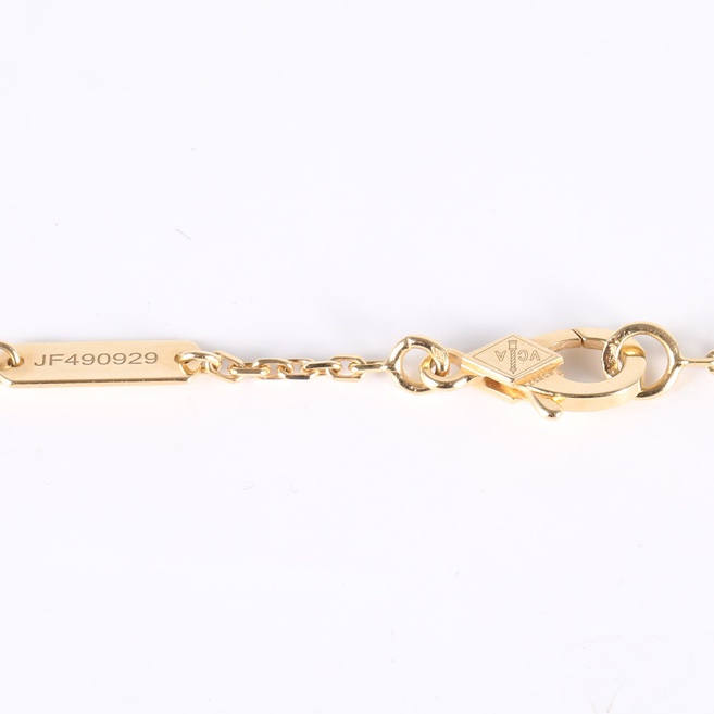 VAN CLEEF&ARPELS(梵克雅寶) Vintage Alhambra 中號單花項鏈 新扣 18K黃金/紅玉髓 項鏈 黃金-4