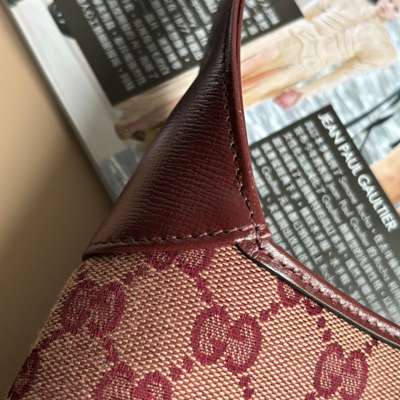 ::GUCCI:: 636706  Jackie 1961 酒紅色皮革拼接緹花布 賈姬包 肩背包 斜背包-13
