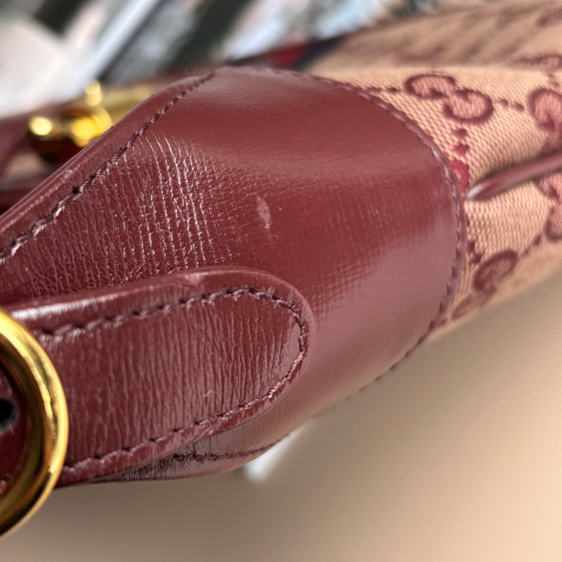 ::GUCCI:: 636706  Jackie 1961 酒紅色皮革拼接緹花布 賈姬包 肩背包 斜背包-15