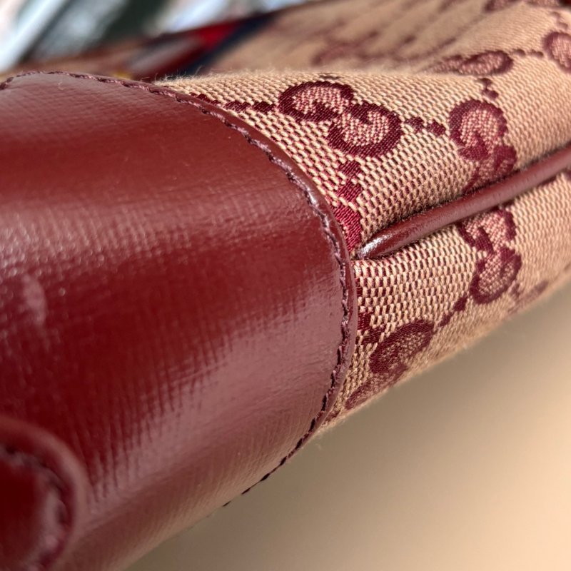 ::GUCCI:: 636706  Jackie 1961 酒紅色皮革拼接緹花布 賈姬包 肩背包 斜背包-16