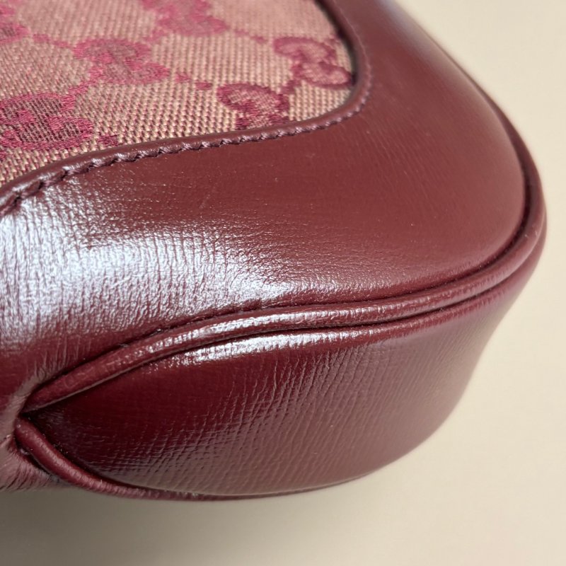 ::GUCCI:: 636706  Jackie 1961 酒紅色皮革拼接緹花布 賈姬包 肩背包 斜背包-21